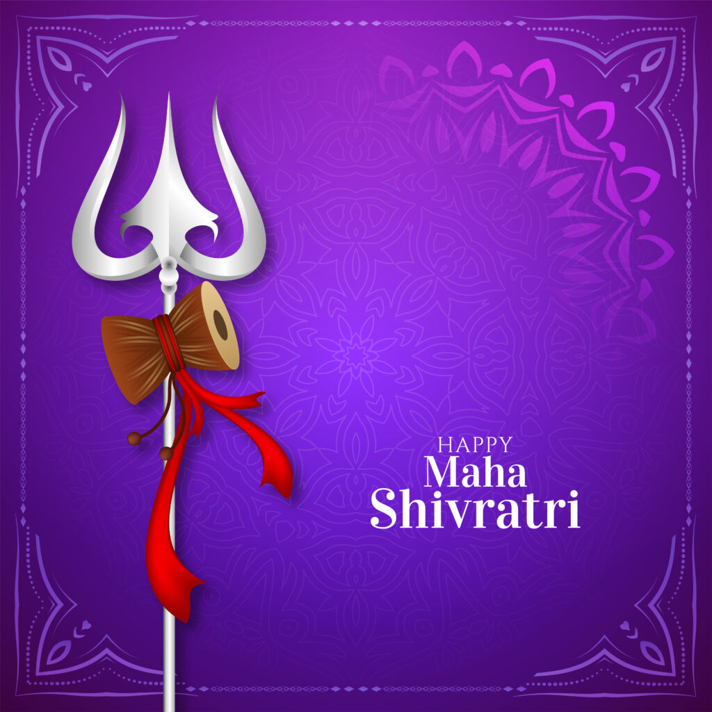 Maha Shivratri violet color greeting background vector